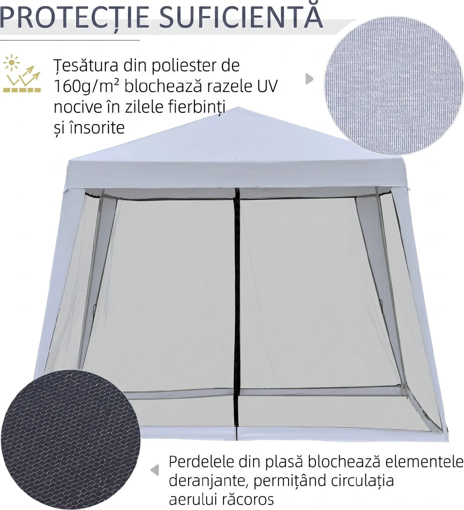 Outsunny Foisor de Gradina 3x3m cu Plasa de Tantari din Poliester si Metal | Aosom Romania