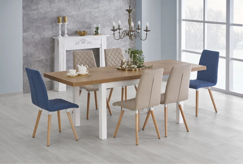Masa extensibila Tiago lancelot/alb - L 140-220 x l 80 x h 76 cm