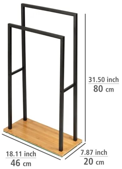 WENKO 24752100 - Suport pentru prosoape BAMBUSA 46 x 80 cm, negru/maro
