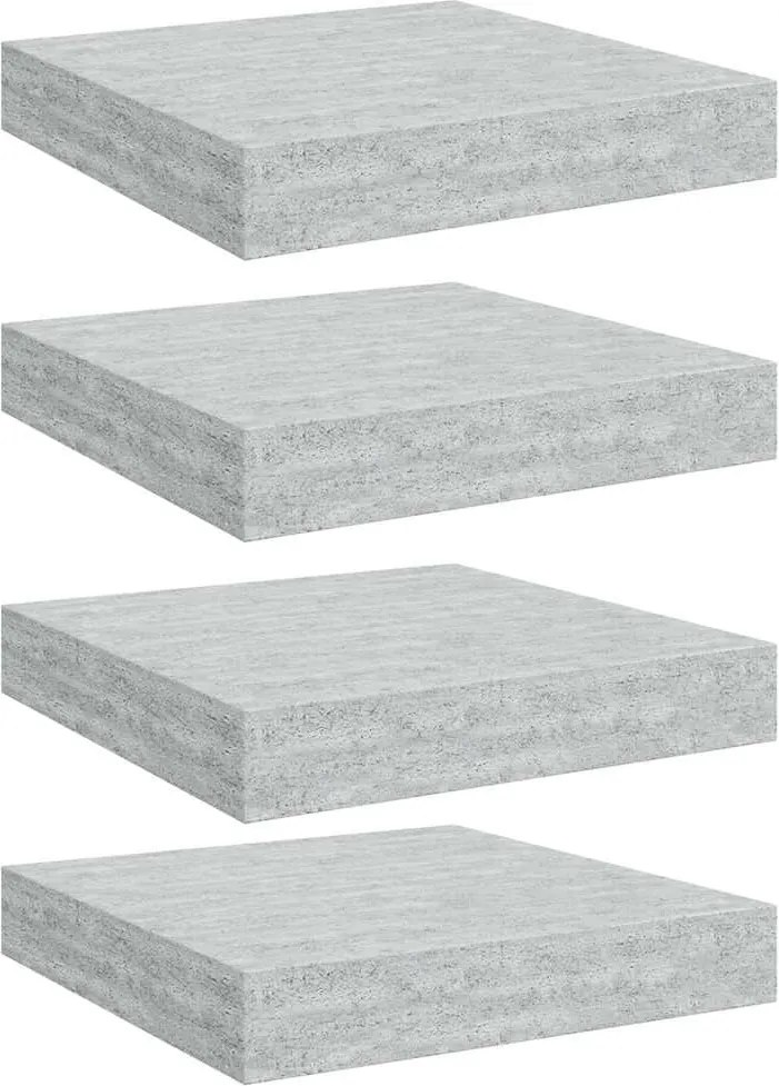 vidaXL Rafturi perete suspendate 4 buc. gri beton 23x23,5x3,8 cm MDF