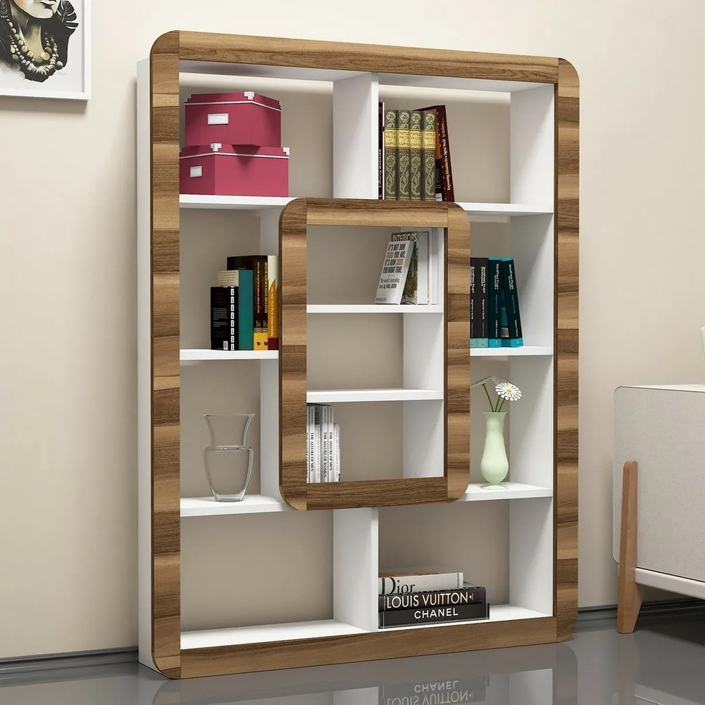 Bibliotecă Orkide White and Walnut