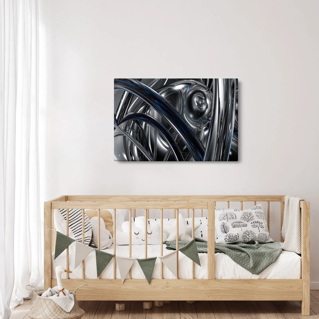 Tabloul cu abstracție gri cu albastru (90x60 cm)