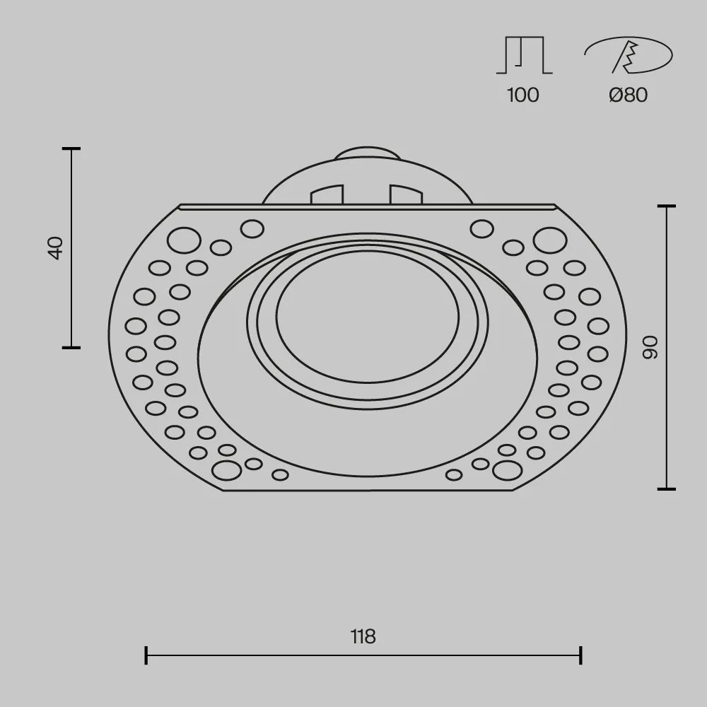 Spot incastrabil design tehnic Dot alb