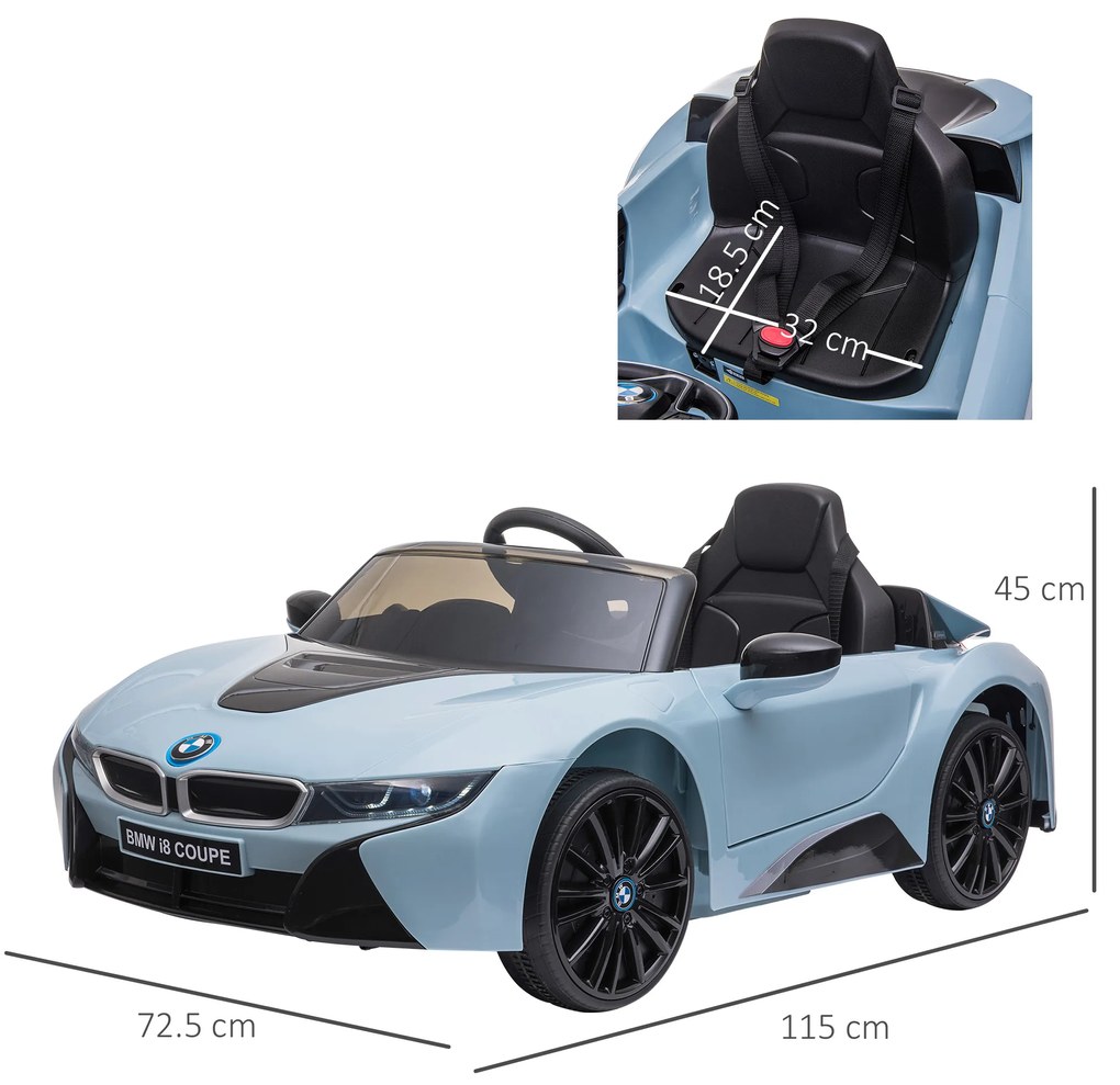 Licensed BMW I8 Coupe Masina Electrica HOMCOM telecomanda MP3 baterie pentru 3-8 ani | Aosom Romania