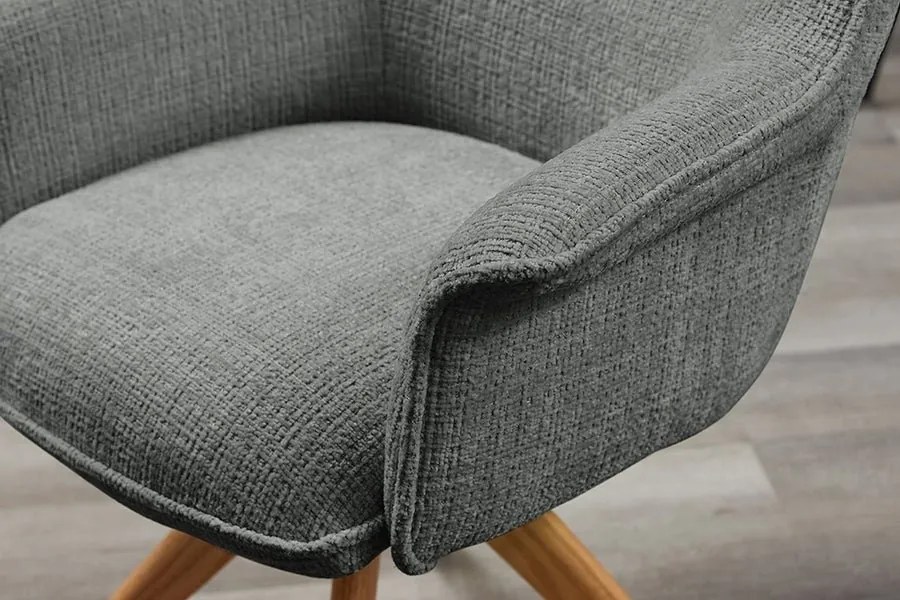 Set de 2 scaune pivotante picioare din lemn LE GRAND gri chenille