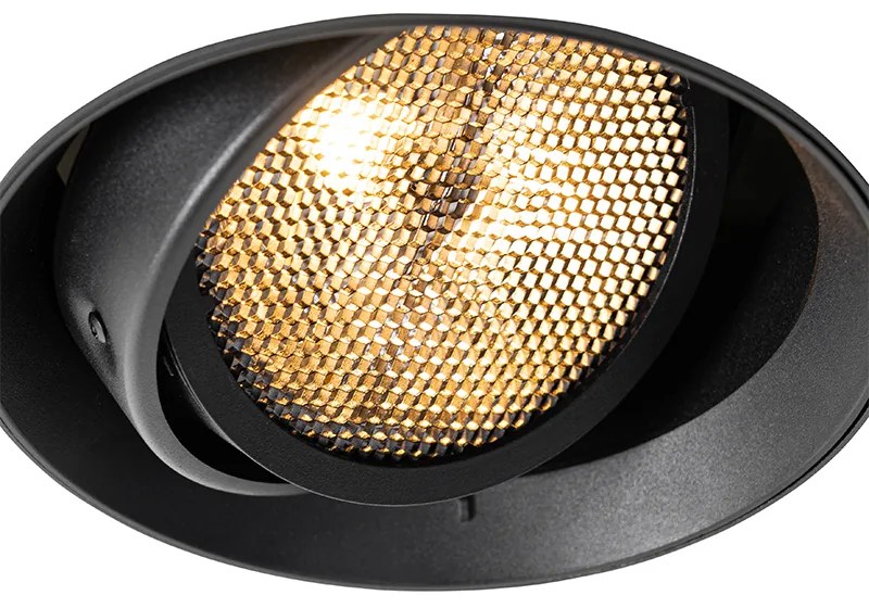 Spot modern îngropat negru GU10 AR111 rotund fără rama - Oneon Honey