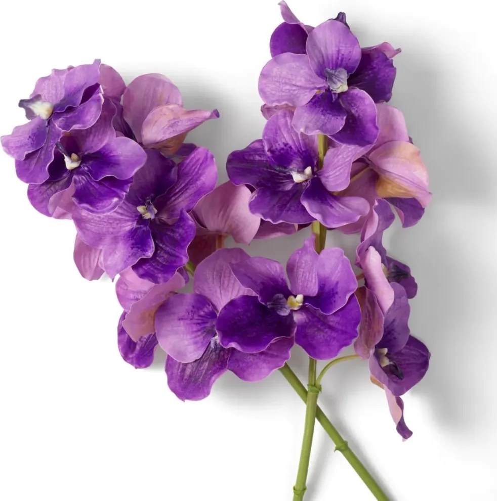 Buchet artificial LUX din 24 fire orhidee violet, Vanda Orchids