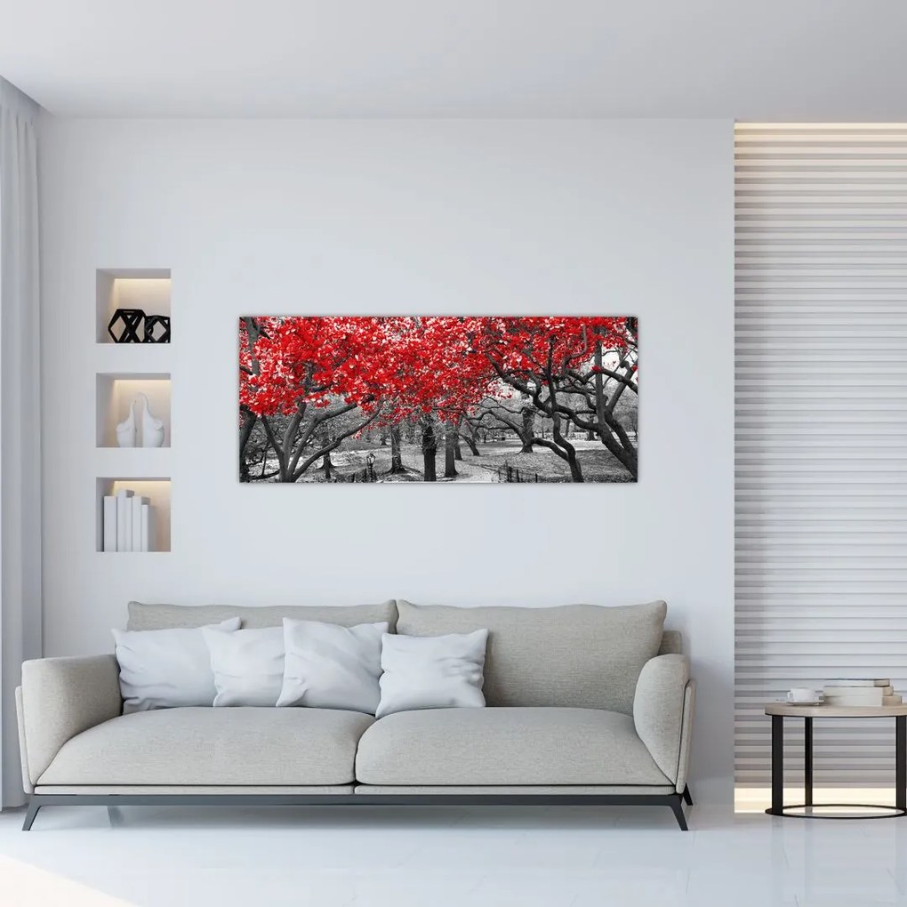 Tablou - Copaci roșii, Central Park, New York (120x50 cm)