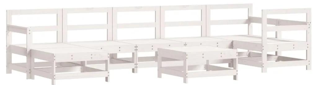 3186285 vidaXL Set mobilier relaxare grădină, 8 piese, alb, lemn masiv de pin