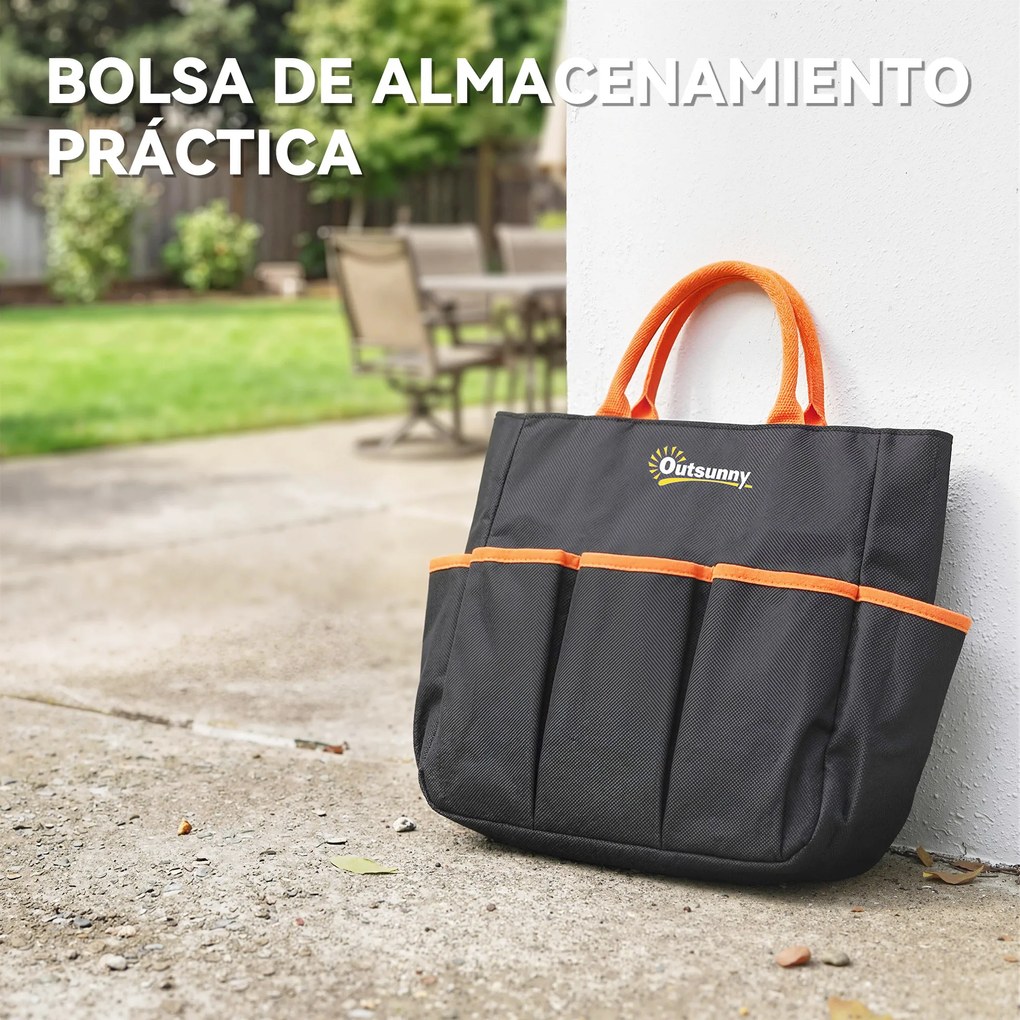 Outsunny Taburet de grădină pliabil cu pernă EVA Scaun de grădină cu geantă pentru unelte la talie Sarcină 150kg | Aosom Romania