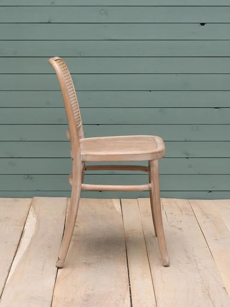 Scaun dining bej din lemn de fag, rattan si trestie, Paula
