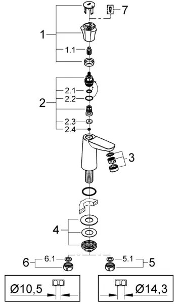 GROHE 20186001 - Robinet pilon COSTA L DN 15, crom lucios