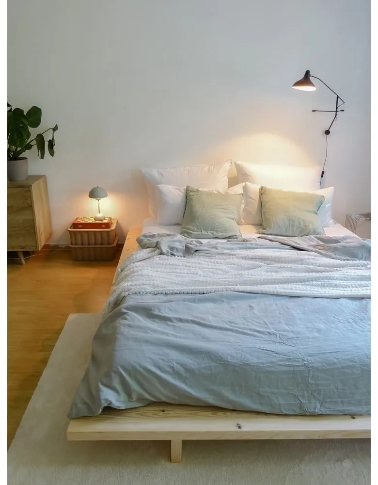 Pat în culoare naturală din lemn de pin cu somieră 120x200 cm Japan – Karup Design