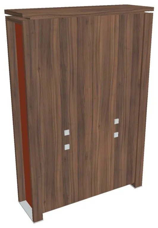 Dulap înalt Verno+ S 140 x 46 x 210 cm, divizat, nuc / portocaliu