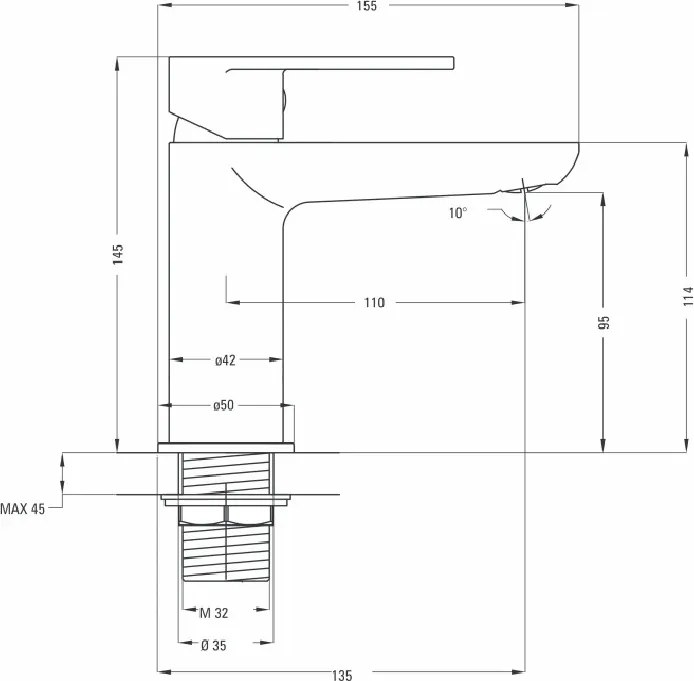 🚰 Baterie pentru chiuvetă ALPINIA – Finisaj Cromat – Cod BGA_020M