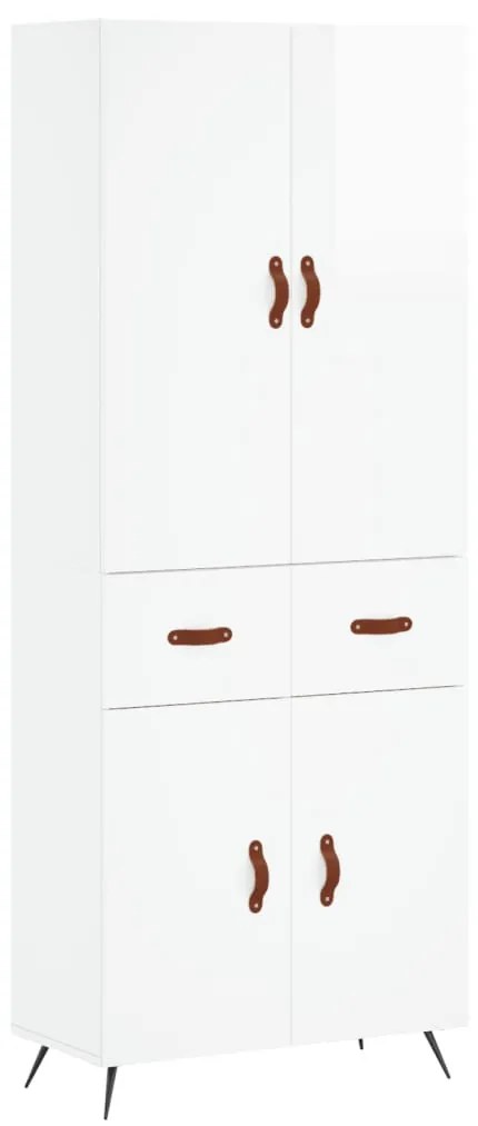 3198123 vidaXL Dulap înalt, alb extralucios, 69,5x34x180 cm, lemn compozit