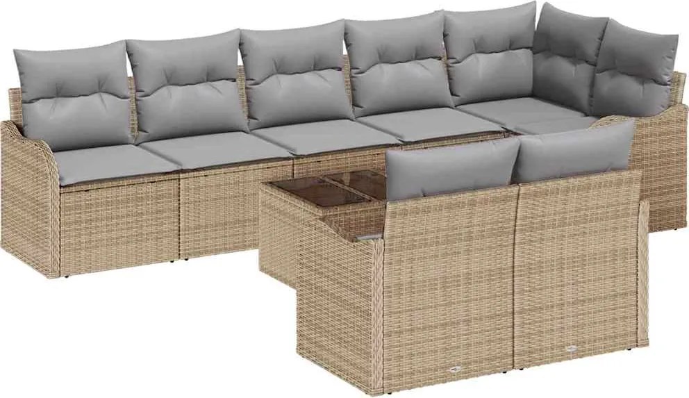 vidaXL Set de canapele pentru grădină 9 pcs bej și gri deschis