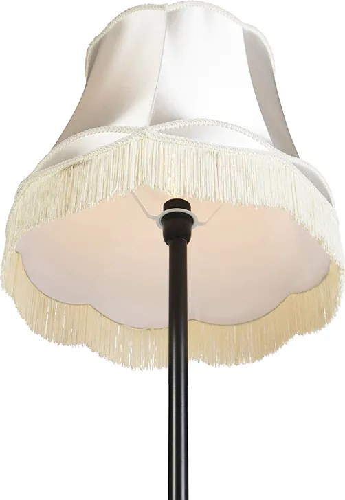 Lampă de podea retro neagră cu abajur crem de tip granny 45 cm - Simplo