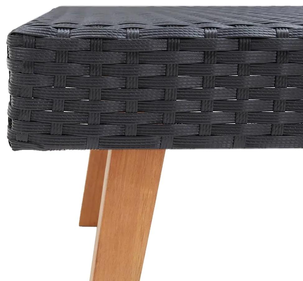 Set mobilier de gradina cu perne, 4 piese, negru, poliratan Negru, Canapea cu 2 locuri + 2x fotoliu + masa, 1