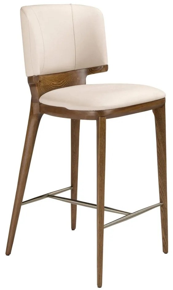 Scaun de bar din lemn si piele sintetica Cream