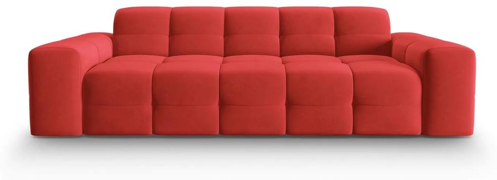 Canapea Kendal cu 3 locuri si tapiterie din catifea, rosu