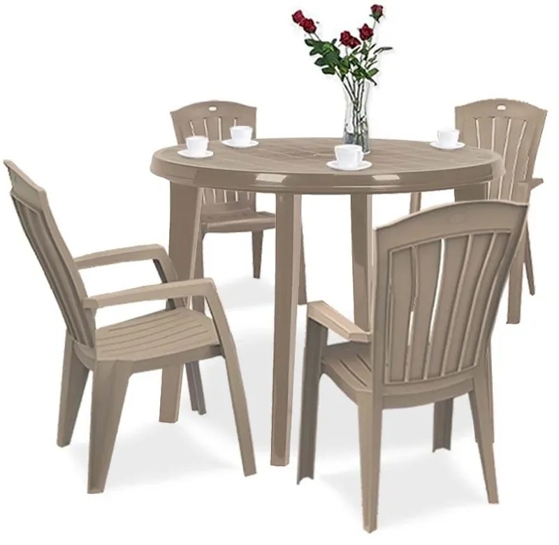 Set mobilier de grădină Lisorini 4+1 cappuccino