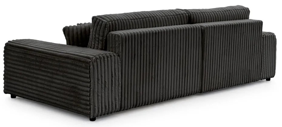 Colțar gri închis extensibil, cu spațiu de depozitare, cu tapițerie din catifea reiată (cu colț pe partea stângă) Sarina – Ropez