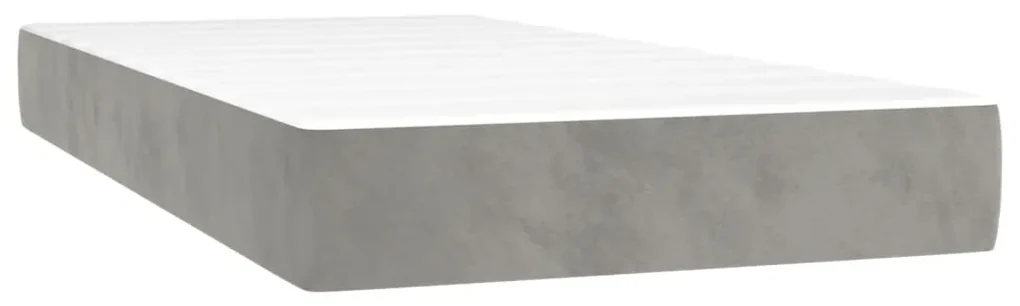 347708 vidaXL Saltea de pat cu arcuri, gri deschis, 90x190x20 cm, catifea