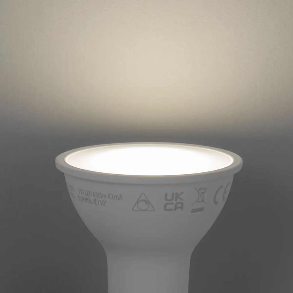 Set de 5 becuri LED inteligente GU10 50mm, reglabile, opale, 7W, 630 lm, 4000K