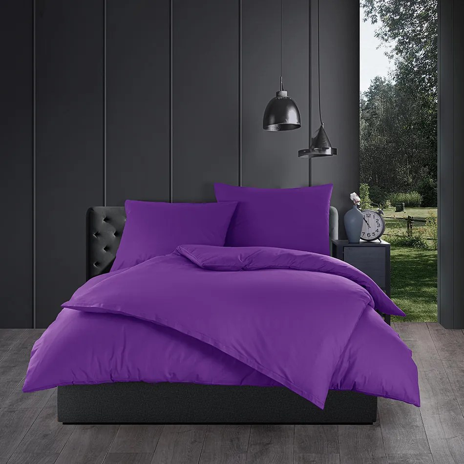 Lenjerie de pat din bumbac Color violet, 140 x 200cm, 70 x 90 cm