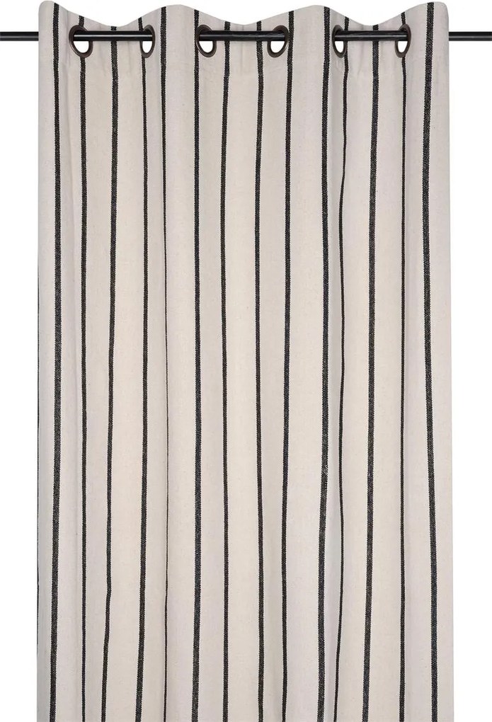 Perdea din bumbac cu inele TROP dungi negre, 135 x 260 cm