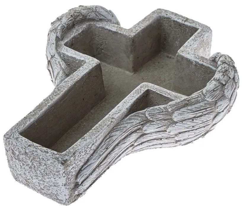 Decorațiune funerară Ghiveci de beton Cruce, 21,5 x 6,5 x 17,5 cm
