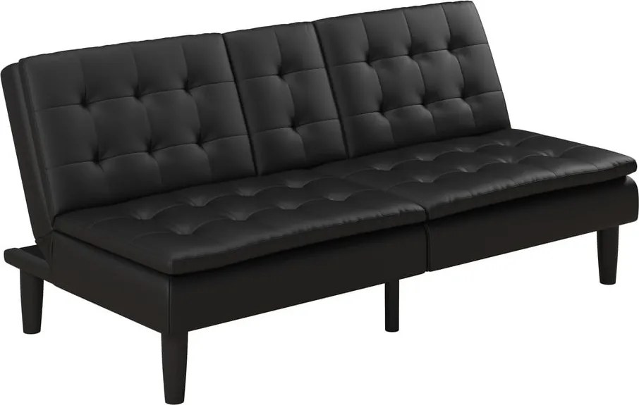 Canapea neagră extensibilă cu tapițerie din imitație de piele 191 cm Maine – Støraa