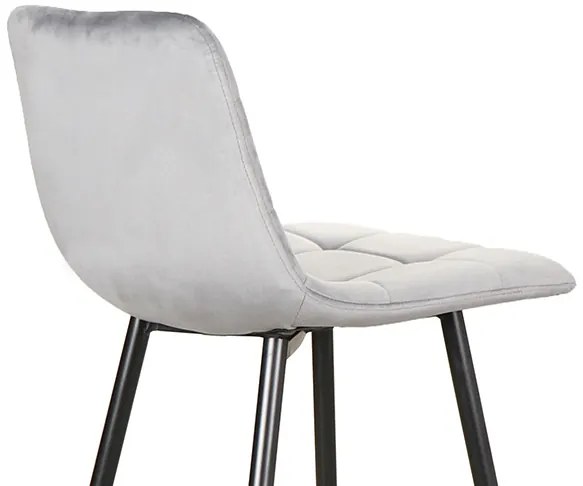 Scaun de bar gri MILA VELVET cu picioare negre