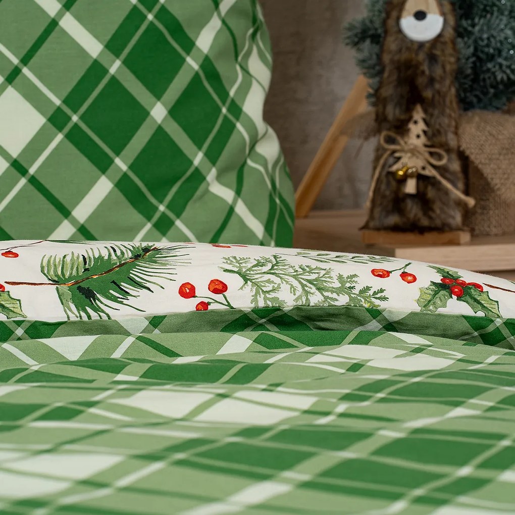 Lenjerie de pat din bumbac 4Home Scotch verde, 140 x 200 cm, 70 x 90 cm