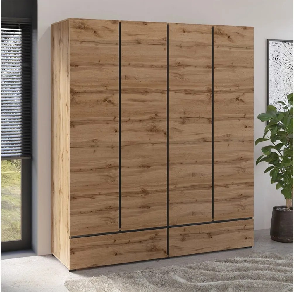 Dulap lemn masiv Orion, 180 × 210 × 60 cm - Stejar deschis