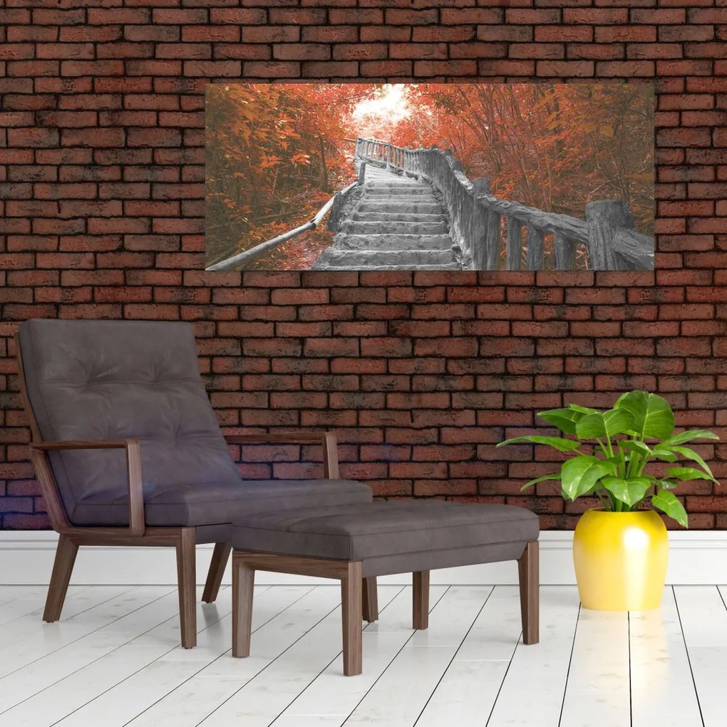 Tablou - Scări în natură, portocaliu (120x50 cm)