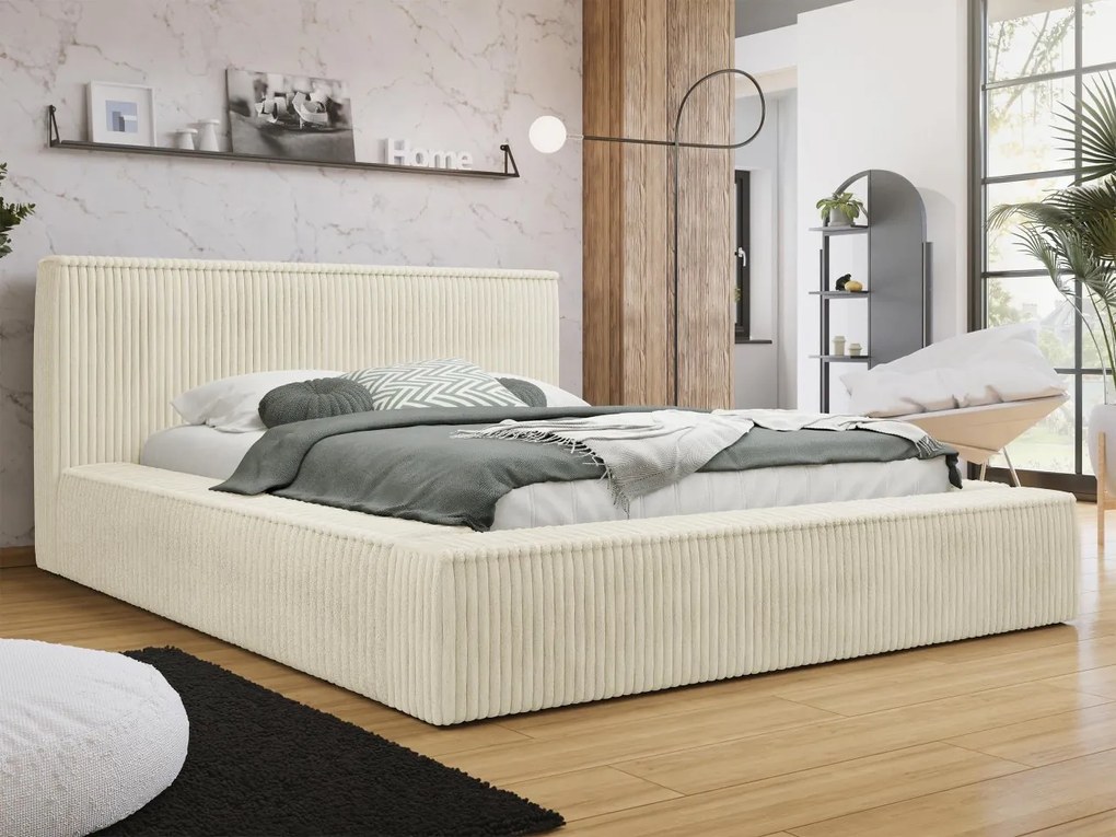 Pat matrimonial 140 cm Gretty S (crem) (cu somieră) (cu sp. depozitare). Promo -17%. 1104127