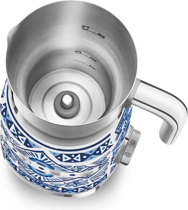 Aparat pentru spumarea laptelui Smeg Dolce & Gabbana MFF01DGBEU, 500 W, 600 ml, Oprire automată, Fără BPA, Albastru mediteranean