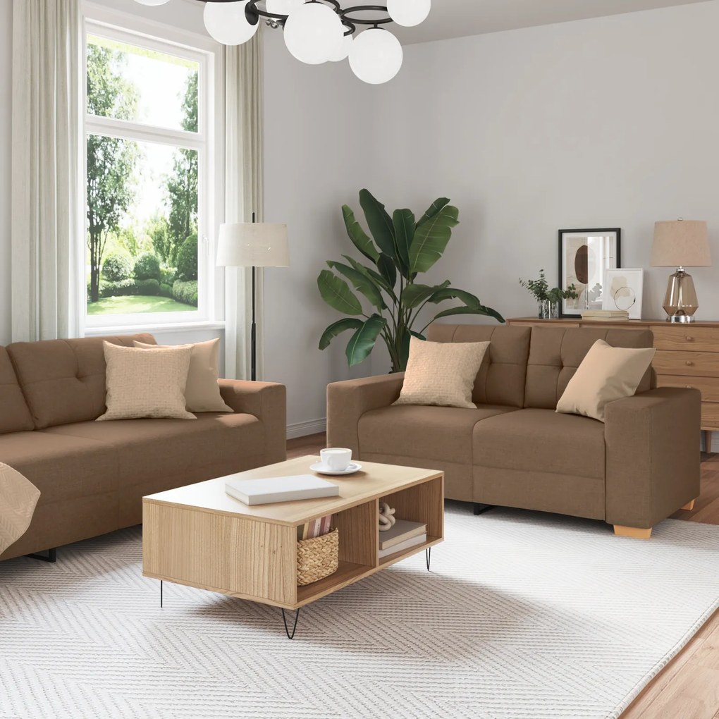 vidaXL Set de Canapea cu Perne Maro din Material Textil