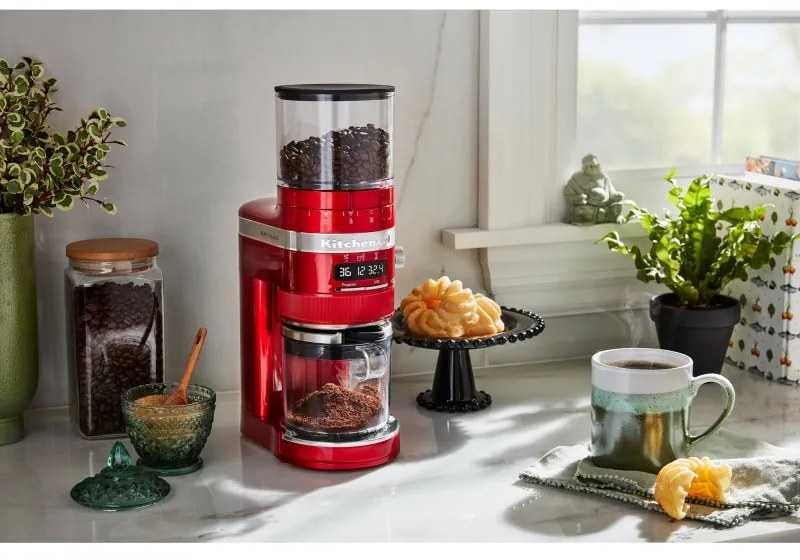 Rasnita de cafea electrica Artisan KitchenAid 5KCG8433ECA, 150W, 340 g, 70 trepte de macinare, Oprire automata, Apple Candy Red