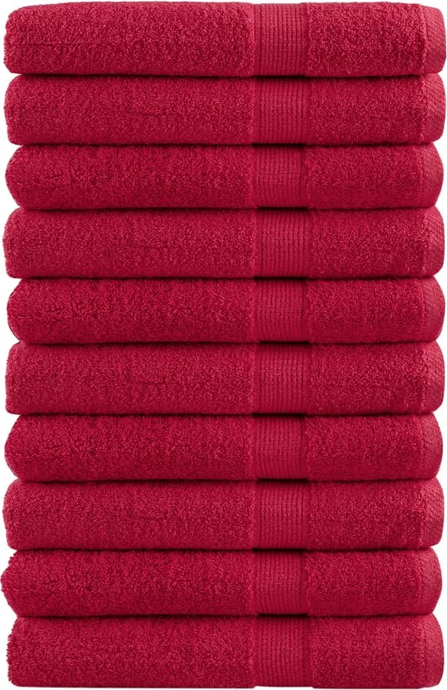 vidaXL Prosoape premium SOLUND 10 buc. roșu 100x200 cm 600 gsm