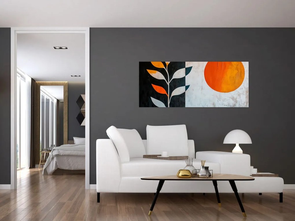 Tablou - Abstracție cu plantă și soare (120x50 cm)
