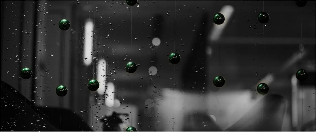 Tablou abstract - bilele verzi (120x50 cm)