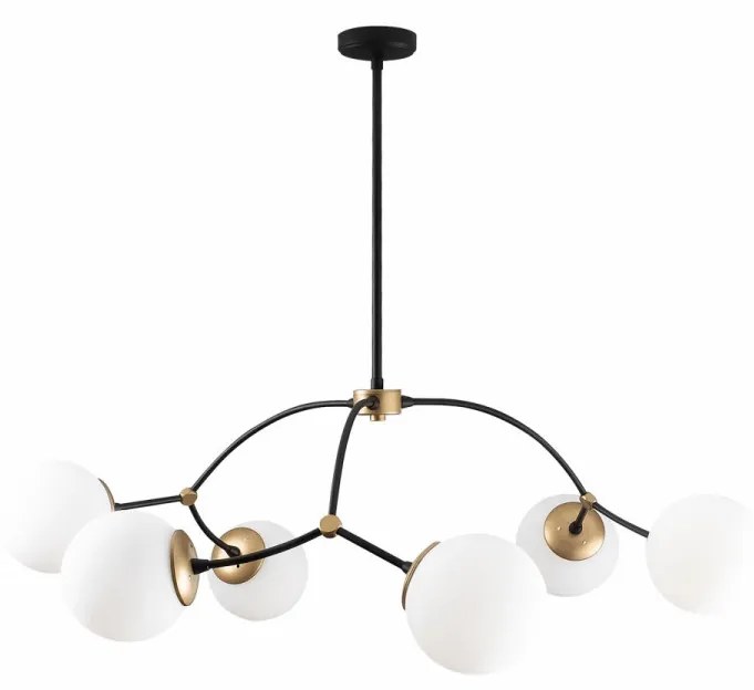 Lustra 6 Becuri Kromozom - 1021, Soclu E27, Max. 40W, Culoare Alb /Negru