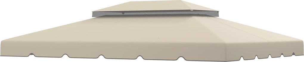 Outsunny Prelată de schimb pentru foișor 4x3 m cu acoperiș dublu Orificii de drenaj Doar prelată NU include cadrul Bej | Aosom Romania