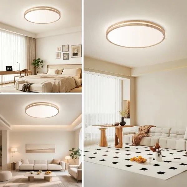 Brilagi - Lampă LED dimabilă MOLINA LED/100W/230V 3000-6000K stejar diam. 80 cm + telecomandă