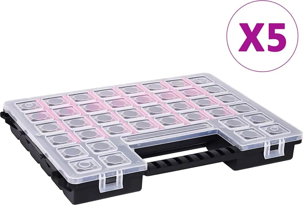 vidaXL Cutii sortare 5 buc separatoare reglabile 385x283x50 mm plastic