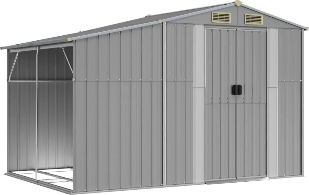 vidaXL Șopron de grădină, gri, 277x192,5x179 cm, oțel zincat