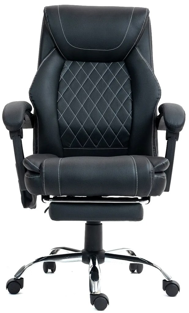 RESIGILAT- Scaun directorial cu Masaj si Incalzire, 8 puncte de masaj, Piele PU, Negru